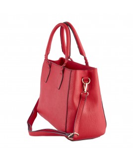 Lorenz Accessories Faux Leather Top Zip  Handbag with Detachable Shoulder Strap